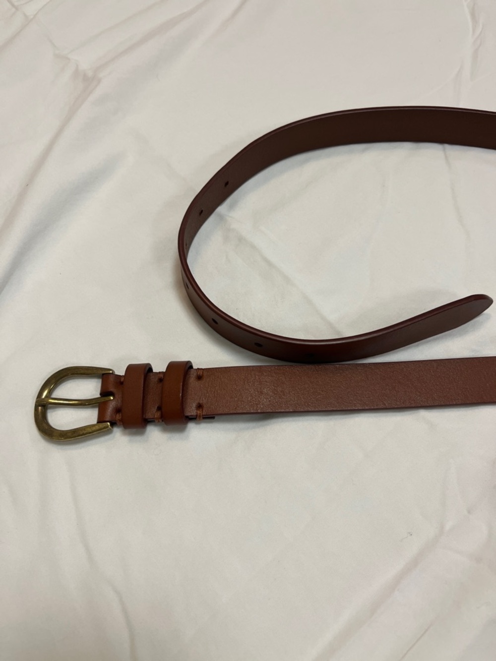 LOFT Brown Leather Logo Belt Medium